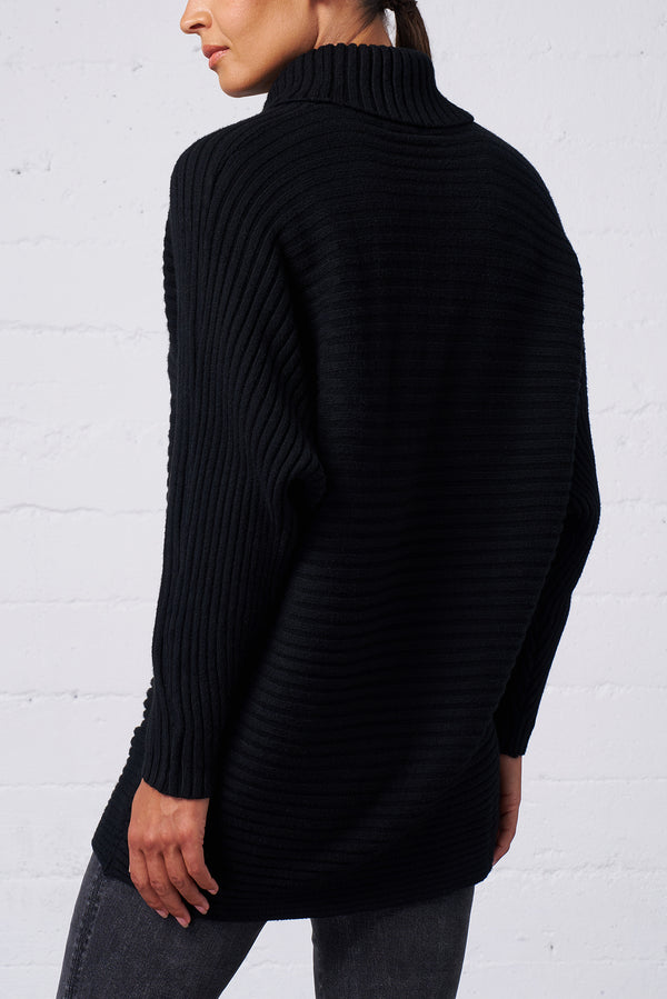 Ribbed Dolman Turtleneck Sweater