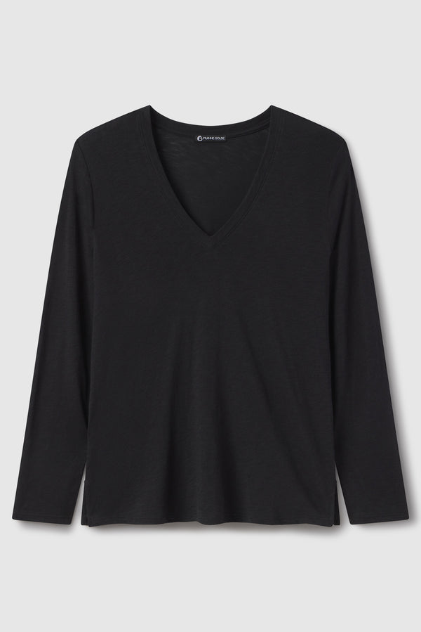 Slub Jersey Long Sleeve V-Neck Tee